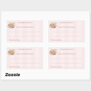 Roze Thee Feestje Baby Shower Rechthoekige Sticker