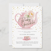 Roze Thee Feestje Baby Sprinkle Uitnodiging (Voorkant)