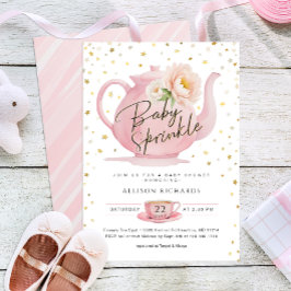 Roze Thee Feestje Baby Sprinkle Uitnodiging
