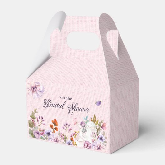 Roze Thee Partij Bruiloft Thema Bruidsfeest Bedankdoosjes (Voorkant Zijde)