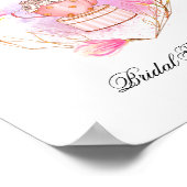 Roze Thee Party Bruidsuitnodiging Roze Gouden Bloe Poster (Hoek)