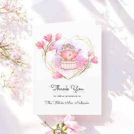 Roze Thee Party Dank Je Rose Goud Witte Kaart