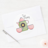 Roze Thee Party - Gepersonaliseerd Ronde Sticker (Envelop)