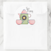 Roze Thee Party - Gepersonaliseerd Ronde Sticker (Tas)