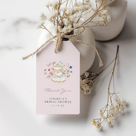 Roze Thee Party Gift Tag Cadeaulabel