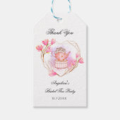 Roze Thee Party Roze Gouden Theepot Bloemenslinger Cadeaulabel (Voorkant)