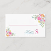 Roze Thee Party Tuin Bloemen Platte Zomer Bruiloft Plaatskaartje (Voorkant)