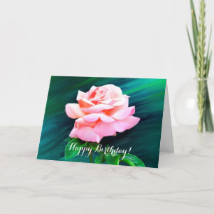 Roze Thee Roos Custom Verjaardag Wenskaart Kaart