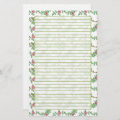 Roze Thee Roos Waterverf Bloemen Vol Briefpapier (Voorkant / Achterkant)