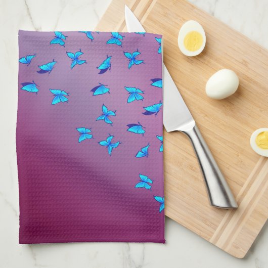 Roze theehanddoek met gekantelde Butterflies Theedoek (Quarter Fold)