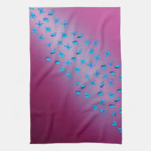 Roze theehanddoek met gekantelde Butterflies Theedoek (Verticaal)