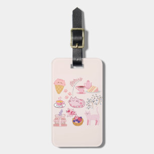 Roze Theekatten Bagagelabel