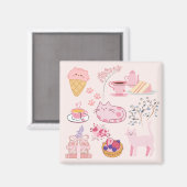 Roze Theekatten Magneet (Voorkant / Achterkant)