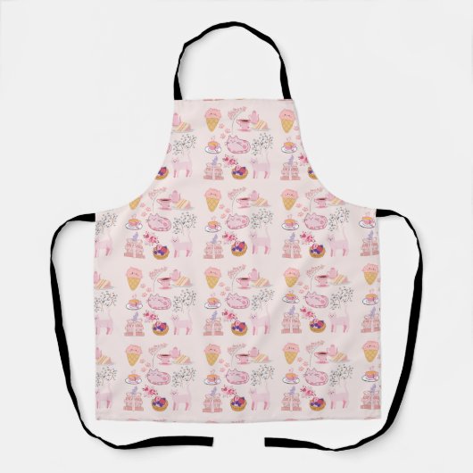 Roze Theekatten Schort (Voorkant)