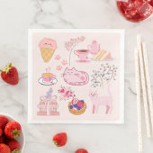 Roze Theekatten Servet (Insitu)