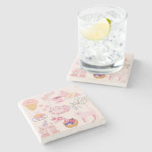 Roze Theekatten Stenen Onderzetter (Zijkant)