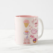 Roze Theekatten Tweekleurige Koffiemok (Voorkant rechts)