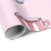  roze theekepjes en cupcakes Baby shower Cadeaupapier (Rol Hoek)