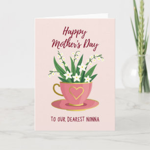 Roze Theekop Moederdagkaart Kaart
