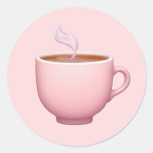 Roze theekopje emoji ronde sticker