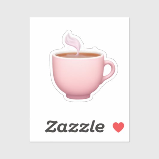 Roze theekopje emoji sticker (Vel)