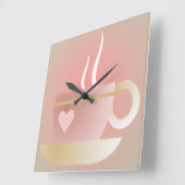 Roze theekopje en wandklok van het hart (Hoek)