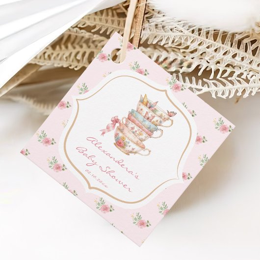 Roze Theekopjes Thee Feestje Baby Shower Bedankjes Labels