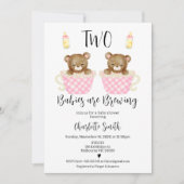 Roze theekopjes tweeling twee baby's brouwen Baby  Kaart (Voorkant)