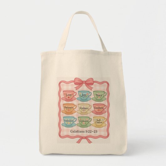 Roze theekopontwerp tote bag (Voorkant)