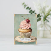 Roze Theekrans met Oude Doos Taartjes voor een Bru Briefkaart (Staand voorkant)