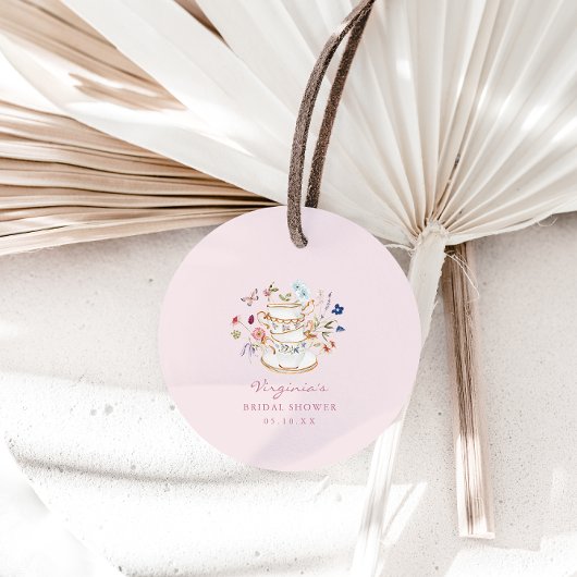 Roze theepartij bedankjes labels