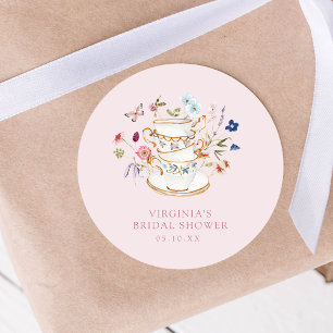Roze Theepartij Bruidsuitvaart Sticker