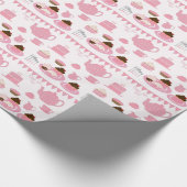 Roze theepartij cadeaupapier (Hoek)