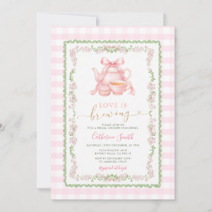 Roze Theepartij Love Is Brewing Bruidsfeest Kaart