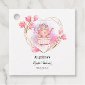 Roze Theepartij Roze Goud Theepot Waterverf Bedankjes Labels (Voorkant)