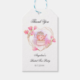 Roze Theepartij Roze Gouden Theepot Bloemensierade Cadeaulabel