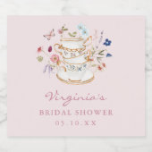 Roze theepartij sparkling wijnetiket (Enkel label)