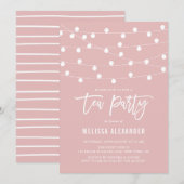 Roze theepartij voor witte strijklichten kaart (Voorkant / Achterkant)