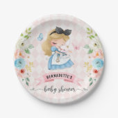 Roze theepartijenpapier Bord Baby shower (Voorkant)