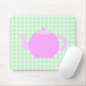 Roze theeplank voor groene cheque. muismat (Met muis)