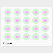 Roze theeplank voor groene cheque. ronde sticker (Vel)
