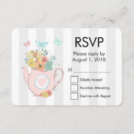 Roze theepot met bloemen en buiken RSVP