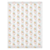 Roze theepot met bloemen en bustaartroep tafelkleed (Voorkant)