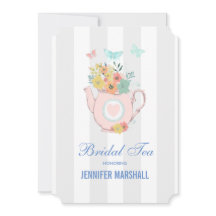 Roze theepot met bloemen en vlinders Bridal Tea