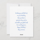 Roze theepot met bloemen en vlinders feestdagenkaart (Achterkant)