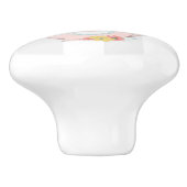 Roze theepot met bloemen en vlinders keramische knop (Zijkant)