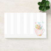 Roze theepot met bloemen en vlinders post-it® notes (Kantoor)