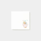 Roze theepot met bloemen en vlinders post-it® notes (Voorkant)