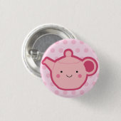 Roze theepot ronde button 3,2 cm (Voorkant /achterkant)