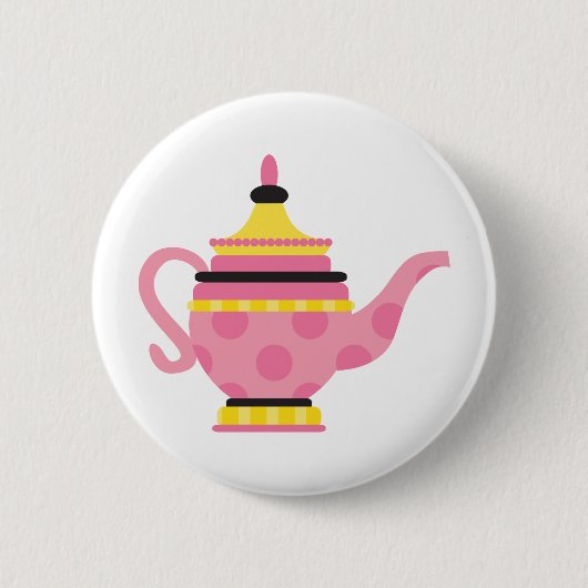Roze theepot ronde button 5,7 cm (Voorkant)